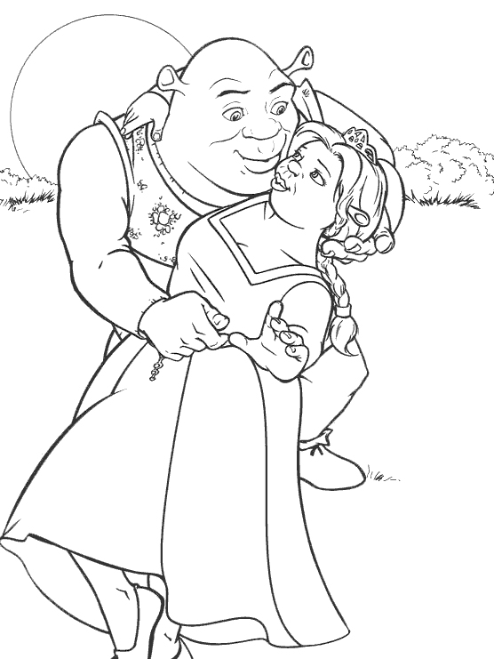 coloriage shrek et la princesse fiona